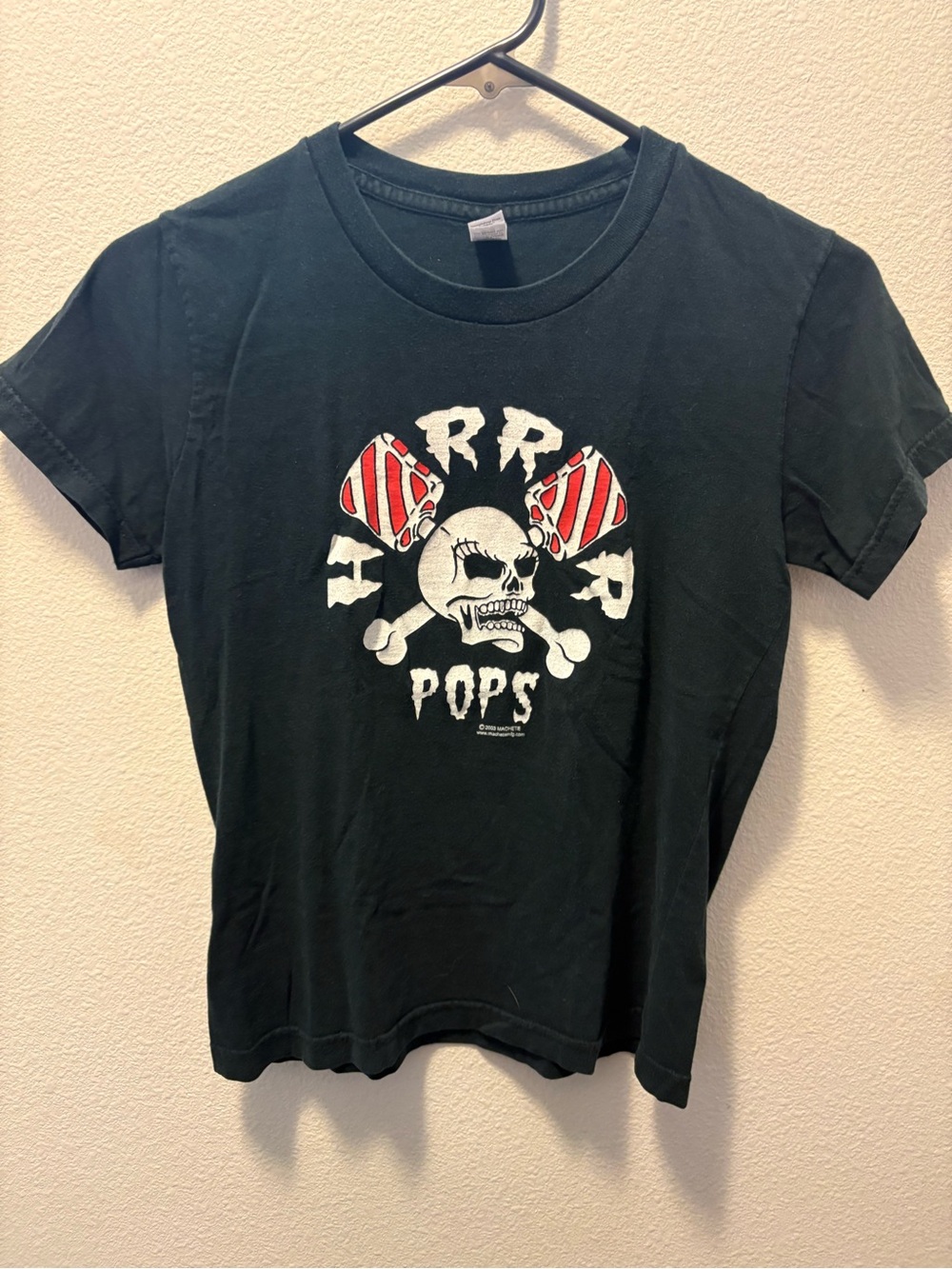 Black Graphic Skull Horror Pops Tee Rockabilly Band Shirt
